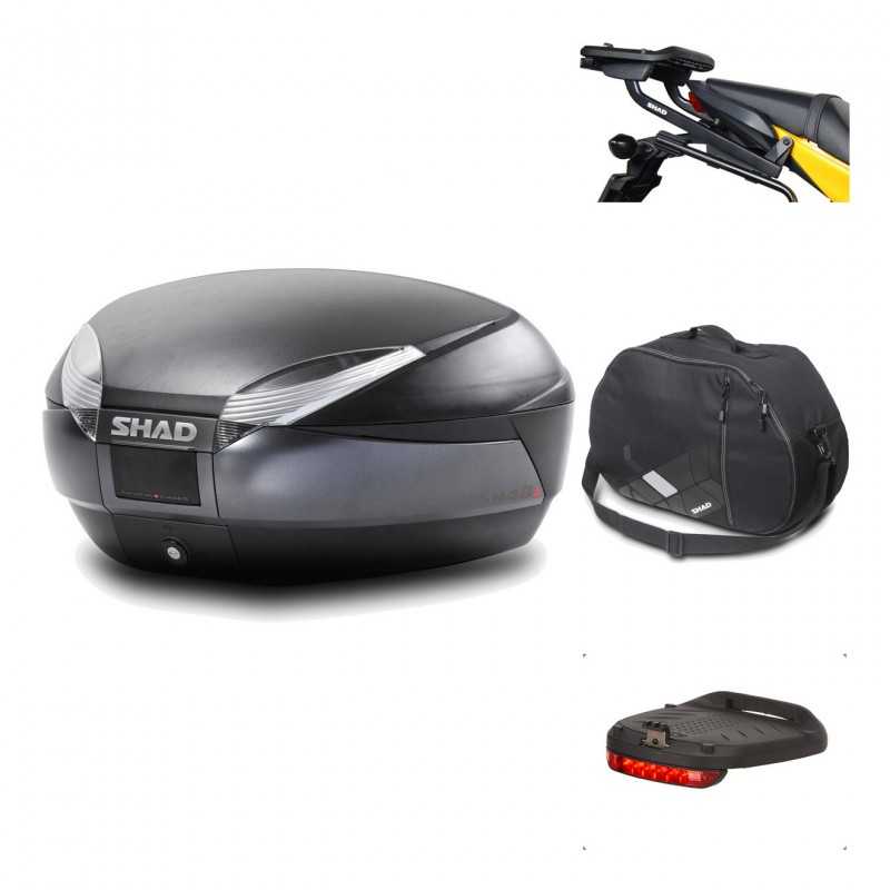 SHAD Baul trasero + herraje montaje accesorios SH48 DARK GREY PREMIUM KIT-190101