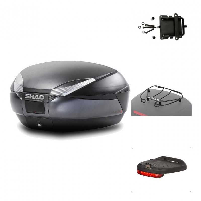SHAD Baul trasero + herraje montaje accesorios SH48 DARK GREY PREMIUM KIT-189703