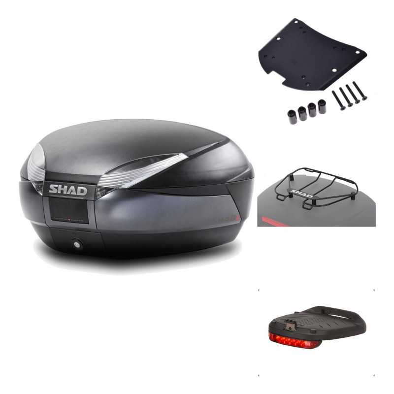 SHAD Baul trasero + herraje montaje accesorios SH48 DARK GREY PREMIUM KIT-189807