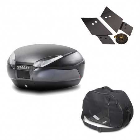 SHAD Baul trasero + herraje montaje bolsa interna SH48 DARK GREY PREMIUM KIT-189860