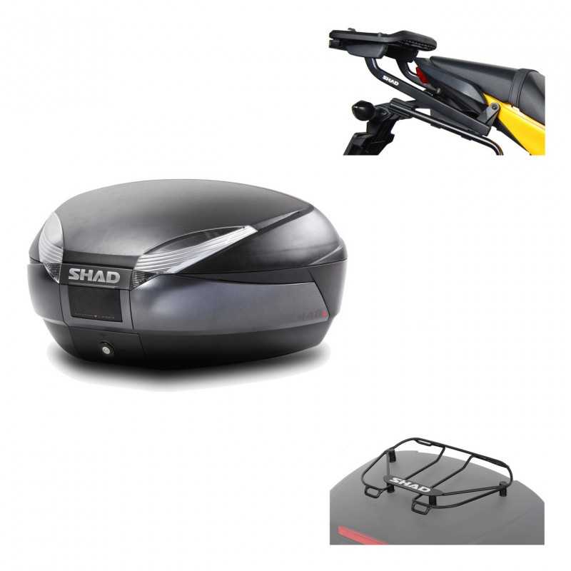 SHAD Baul trasero + herraje montaje parrilla portabultos superior SH48 DARK GREY PREMIUM KIT-190102