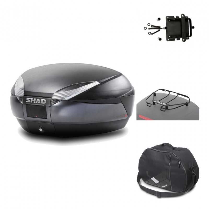 SHAD Baul trasero + herraje montaje accesorios SH48 DARK GREY PREMIUM KIT-189704