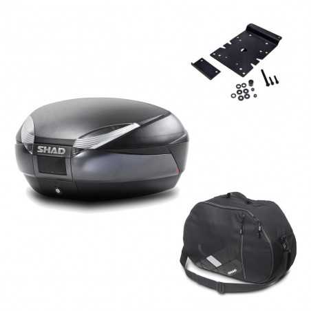 SHAD Baul trasero + herraje montaje bolsa interna SH48 DARK GREY PREMIUM KIT-189908