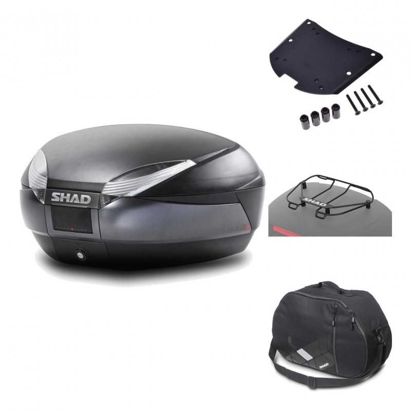 SHAD Baul trasero + herraje montaje accesorios SH48 DARK GREY PREMIUM KIT-189808