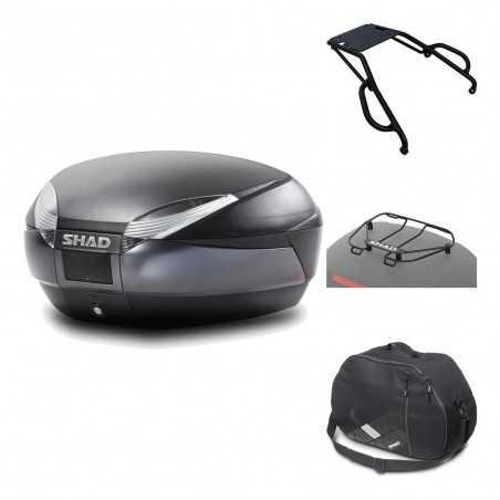SHAD Baul trasero + herraje montaje accesorios SH48 DARK GREY PREMIUM KIT-190056