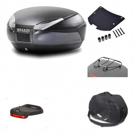 SHAD Baul trasero + herraje montaje accesorios SH48 DARK GREY PREMIUM KIT-189809