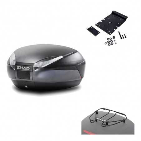 SHAD Baul trasero + herraje montaje parrilla portabultos superior SH48 DARK GREY PREMIUM KIT-189910