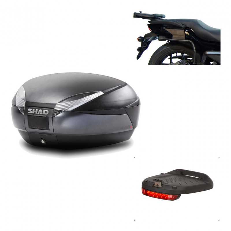 SHAD Baul trasero + herraje montaje luz de freno SH48 DARK GREY PREMIUM KIT-190107