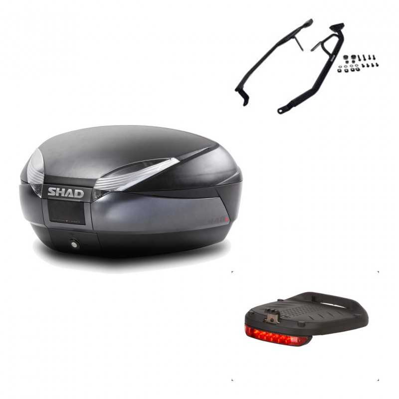 SHAD Baul trasero + herraje montaje luz de freno SH48 DARK GREY PREMIUM KIT-189763