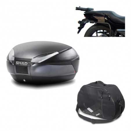 SHAD Baul trasero + herraje montaje bolsa interna SH48 DARK GREY PREMIUM KIT-190108