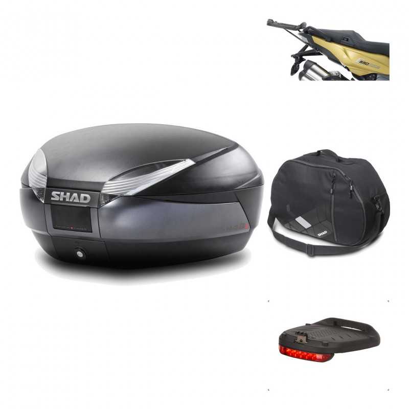 SHAD Baul trasero + herraje montaje accesorios SH48 DARK GREY PREMIUM KIT-189813