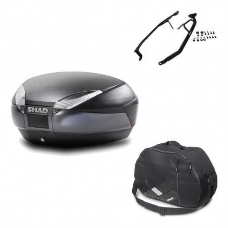 SHAD Baul trasero + herraje montaje bolsa interna SH48 DARK GREY PREMIUM KIT-189764