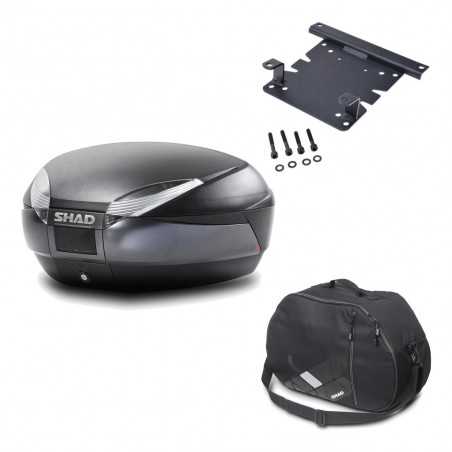 SHAD Baul trasero + herraje montaje bolsa interna SH48 DARK GREY PREMIUM KIT-189868