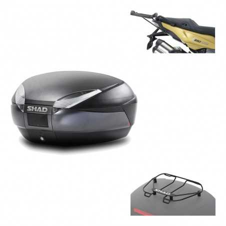 SHAD Baul trasero + herraje montaje parrilla portabultos superior SH48 DARK GREY PREMIUM KIT-189814