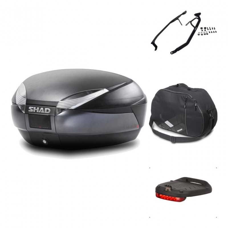 SHAD Baul trasero + herraje montaje accesorios SH48 DARK GREY PREMIUM KIT-189765