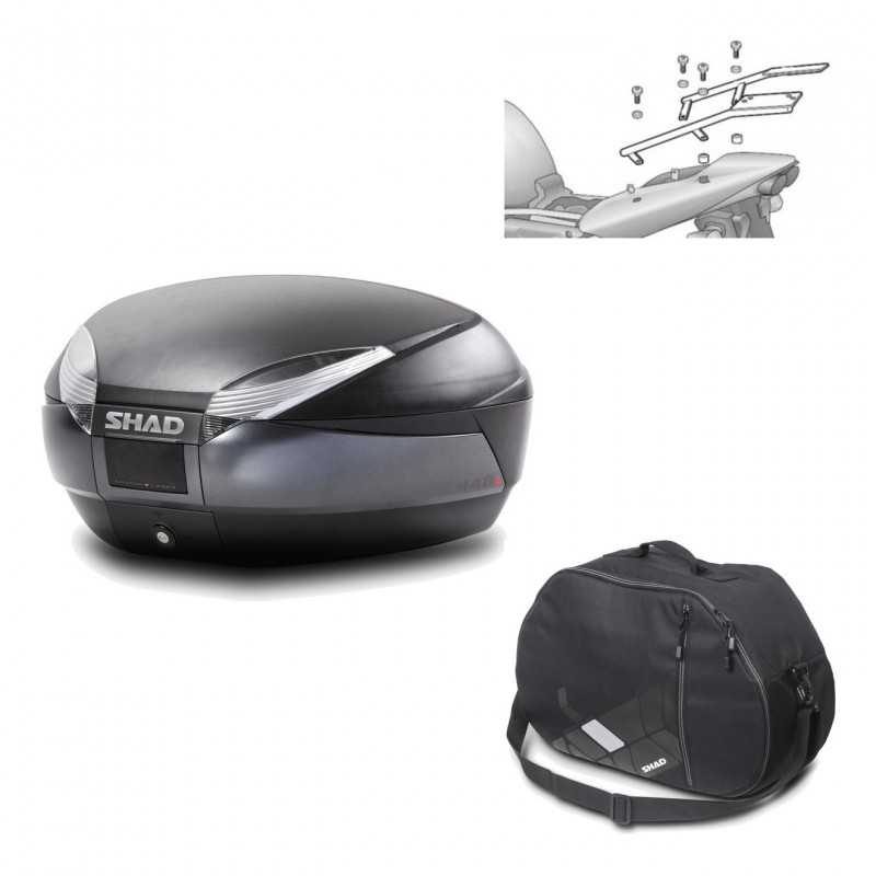 SHAD Baul trasero + herraje montaje bolsa interna SH48 DARK GREY PREMIUM KIT-189916