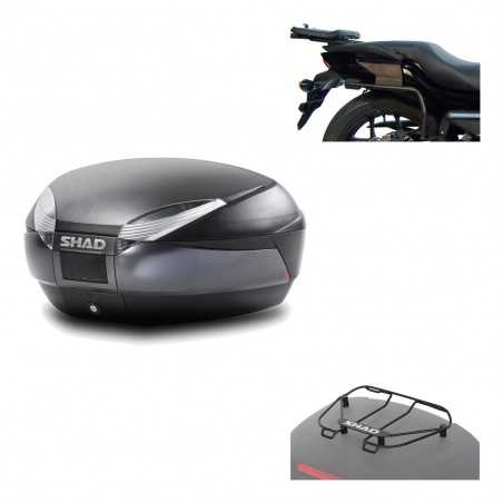 SHAD Baul trasero + herraje montaje parrilla portabultos superior SH48 DARK GREY PREMIUM KIT-190110