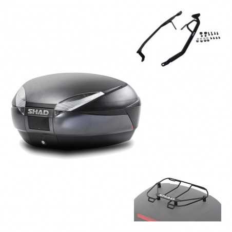 SHAD Baul trasero + herraje montaje parrilla portabultos superior SH48 DARK GREY PREMIUM KIT-189766