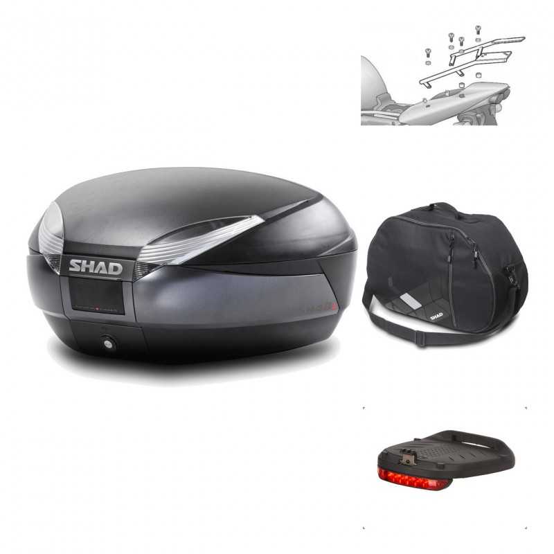 SHAD Baul trasero + herraje montaje accesorios SH48 DARK GREY PREMIUM KIT-189917