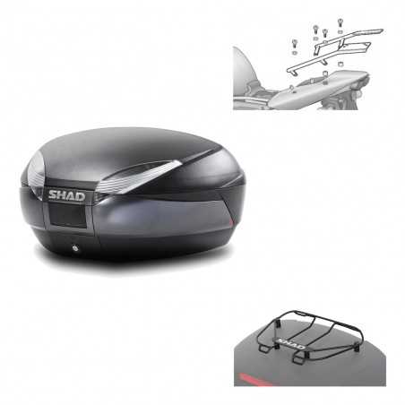 SHAD Baul trasero + herraje montaje parrilla portabultos superior SH48 DARK GREY PREMIUM KIT-189918