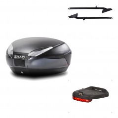 SHAD Baul trasero + herraje montaje luz de freno SH48 DARK GREY PREMIUM KIT-189667