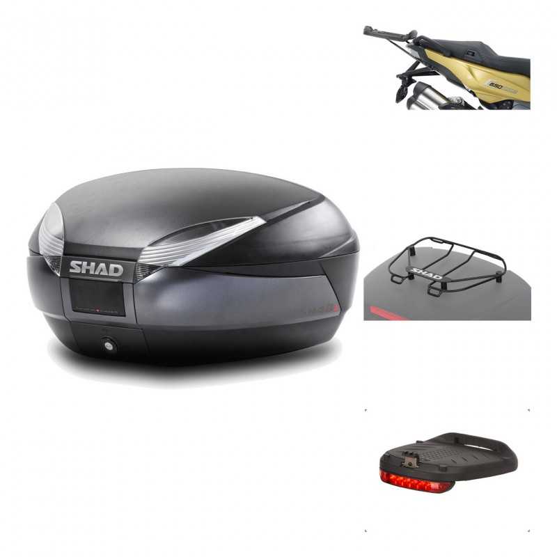 SHAD Baul trasero + herraje montaje accesorios SH48 DARK GREY PREMIUM KIT-189815