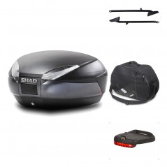 SHAD Baul trasero + herraje montaje accesorios SH48 DARK GREY PREMIUM KIT-189669