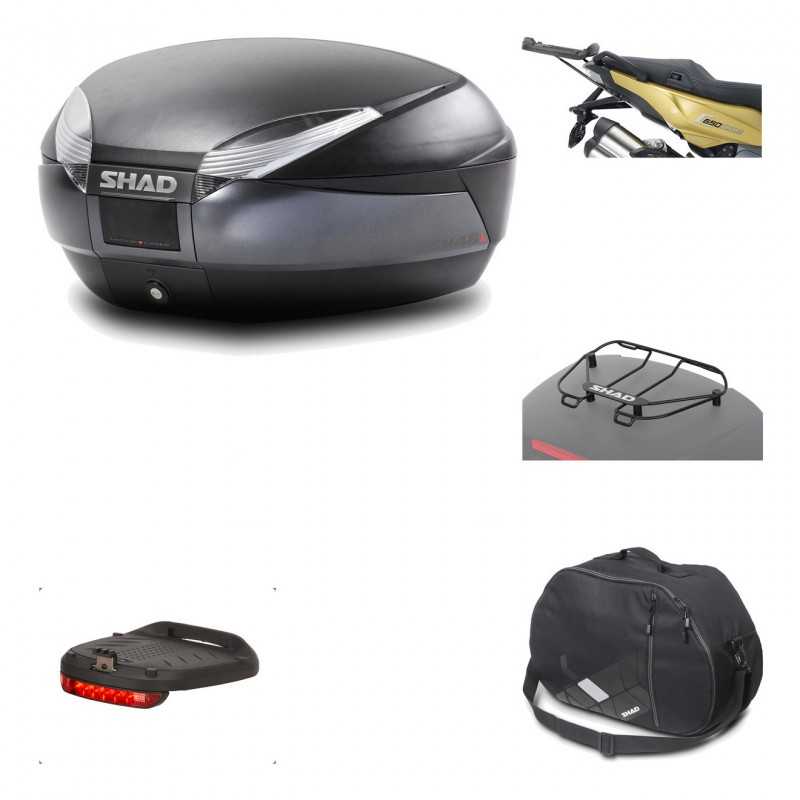 SHAD Baul trasero + herraje montaje accesorios SH48 DARK GREY PREMIUM KIT-189817