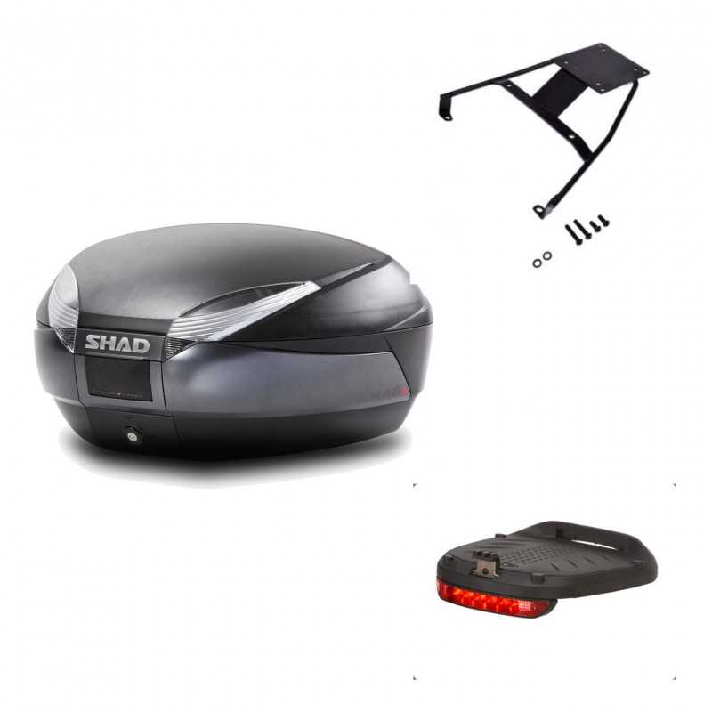 SHAD Baul trasero + herraje montaje luz de freno SH48 DARK GREY PREMIUM KIT-189963