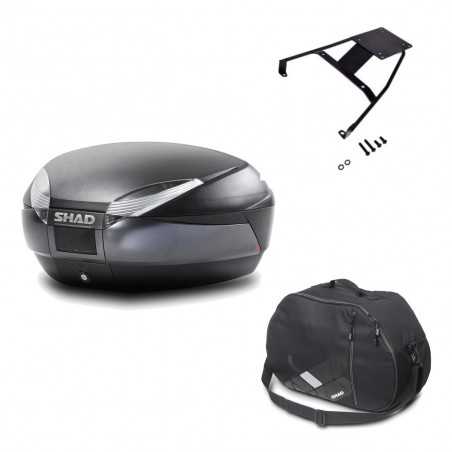 SHAD Baul trasero + herraje montaje bolsa interna SH48 DARK GREY PREMIUM KIT-189964