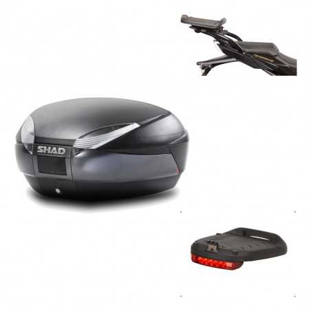 SHAD Baul trasero + herraje montaje luz de freno SH48 DARK GREY PREMIUM KIT-190067