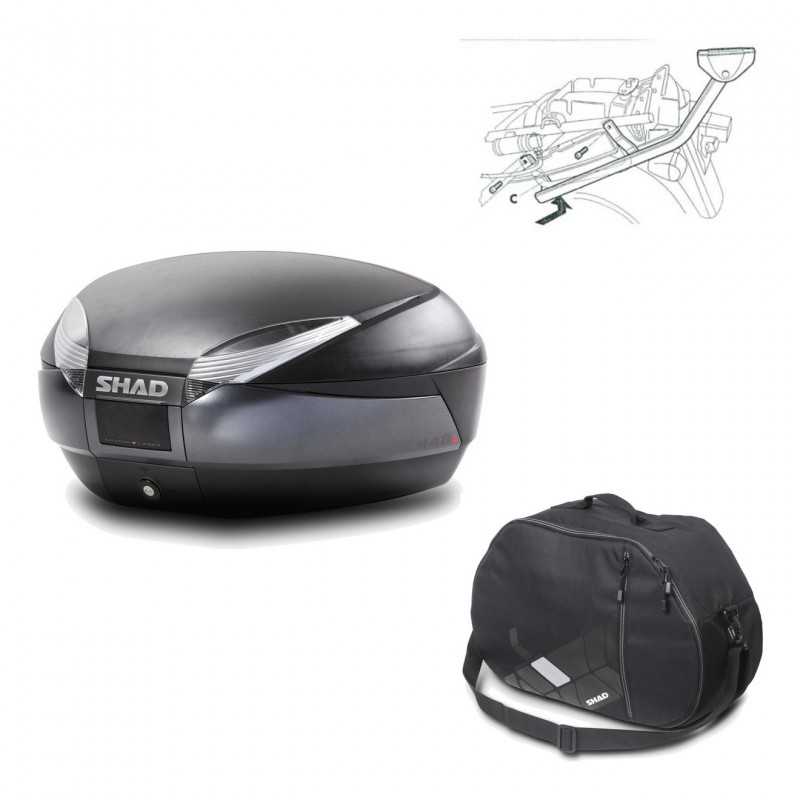 SHAD Baul trasero + herraje montaje bolsa interna SH48 DARK GREY PREMIUM KIT-189716