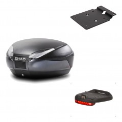 SHAD Baul trasero + herraje montaje luz de freno SH48 DARK GREY PREMIUM KIT-189819