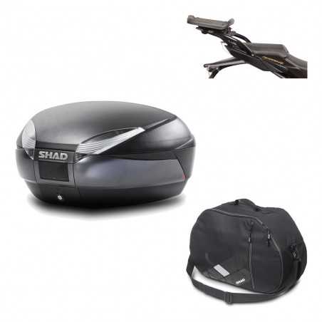 SHAD Baul trasero + herraje montaje bolsa interna SH48 DARK GREY PREMIUM KIT-190068