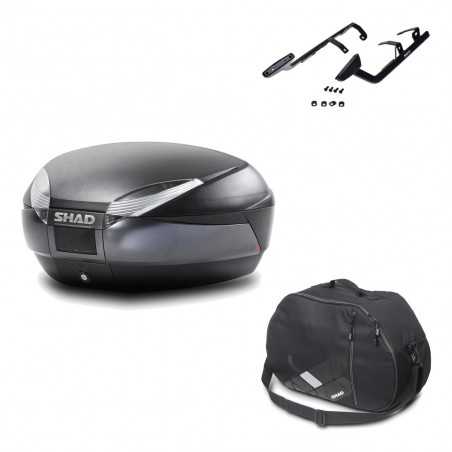 SHAD Baul trasero + herraje montaje bolsa interna SH48 DARK GREY PREMIUM KIT-190116