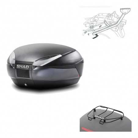 SHAD Baul trasero + herraje montaje parrilla portabultos superior SH48 DARK GREY PREMIUM KIT-189718