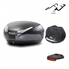 SHAD Baul trasero + herraje montaje accesorios SH48 DARK GREY PREMIUM KIT-190117