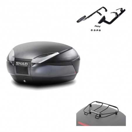 SHAD Baul trasero + herraje montaje parrilla portabultos superior SH48 DARK GREY PREMIUM KIT-190118