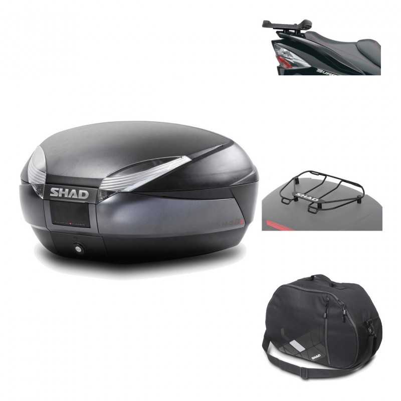 SHAD Baul trasero + herraje montaje accesorios SH48 DARK GREY PREMIUM KIT-190320