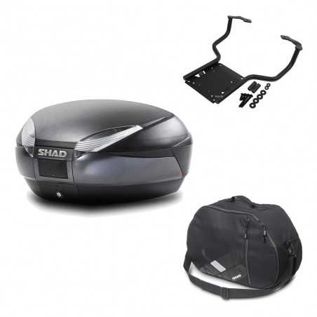 SHAD Baul trasero + herraje montaje bolsa interna SH48 DARK GREY PREMIUM KIT-190220