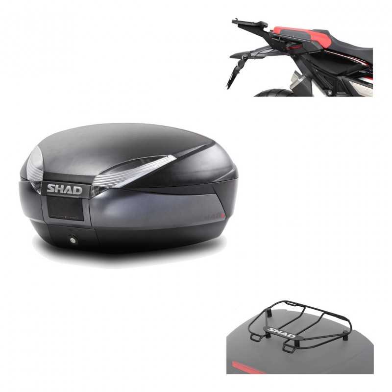 SHAD Baul trasero + herraje montaje parrilla portabultos superior SH48 DARK GREY PREMIUM KIT-190270