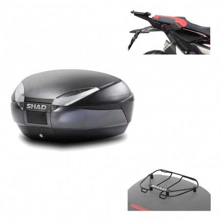 SHAD Baul trasero + herraje montaje parrilla portabultos superior SH48 DARK GREY PREMIUM KIT-190270