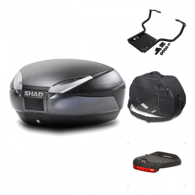 SHAD Baul trasero + herraje montaje accesorios SH48 DARK GREY PREMIUM KIT-190221