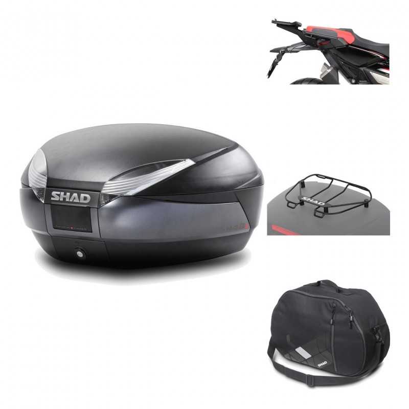 SHAD Baul trasero + herraje montaje accesorios SH48 DARK GREY PREMIUM KIT-190272