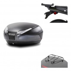 SHAD Baul trasero + herraje montaje parrilla portabultos superior SH48 DARK GREY PREMIUM KIT-190422