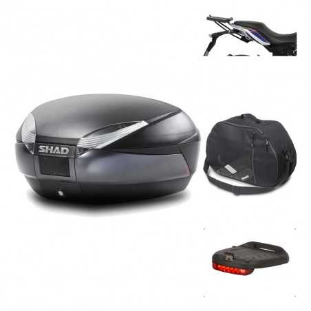 SHAD Baul trasero + herraje montaje accesorios SH48 DARK GREY PREMIUM KIT-190373