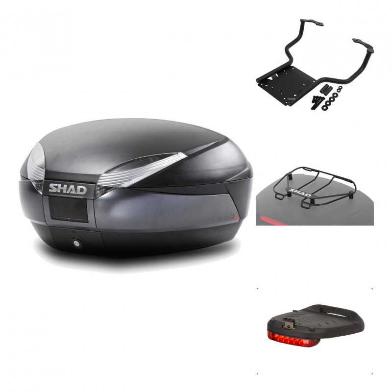 SHAD Baul trasero + herraje montaje accesorios SH48 DARK GREY PREMIUM KIT-190223