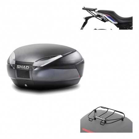 SHAD Baul trasero + herraje montaje parrilla portabultos superior SH48 DARK GREY PREMIUM KIT-190374