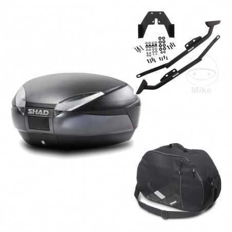 SHAD Baul trasero + herraje montaje bolsa interna SH48 DARK GREY PREMIUM KIT-190324