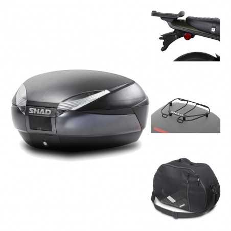 SHAD Baul trasero + herraje montaje accesorios SH48 DARK GREY PREMIUM KIT-190424